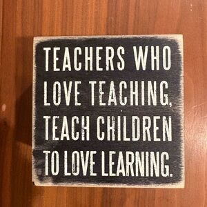 Primitives by Kathy Teacher Black and White  Graphic Wood 4” x 4” Trinket Box